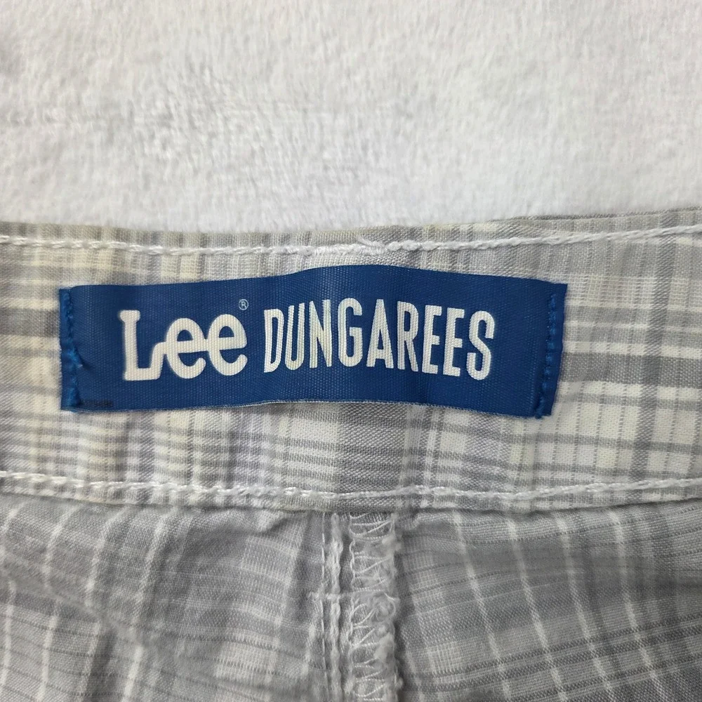Lee Dungarees Shorts Men 32 Gray Plaid Cotton Casual Flat‎ Front Good